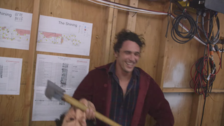 Watch James Franco go undercover as <i>The Shining</i>'s Jack Torrance at a haunted house